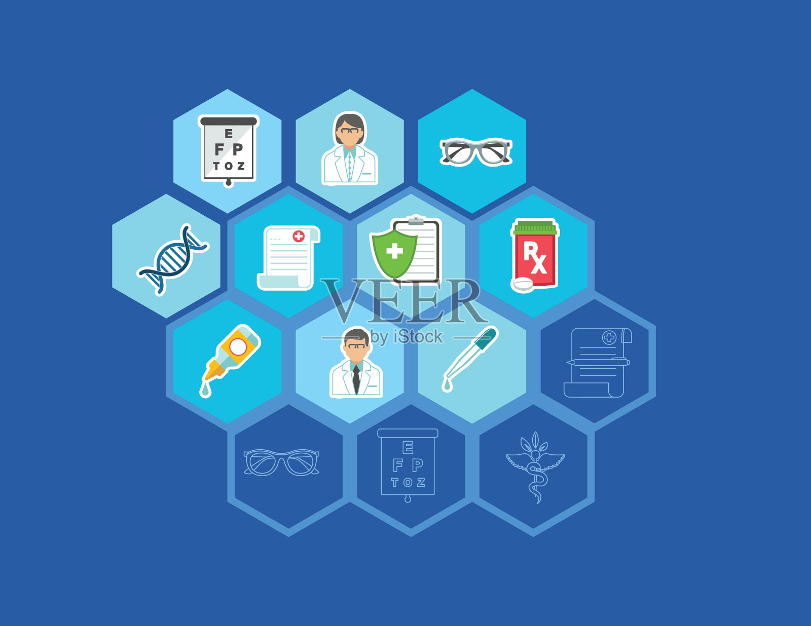 六边形背景与医疗保健图标插画图片素材