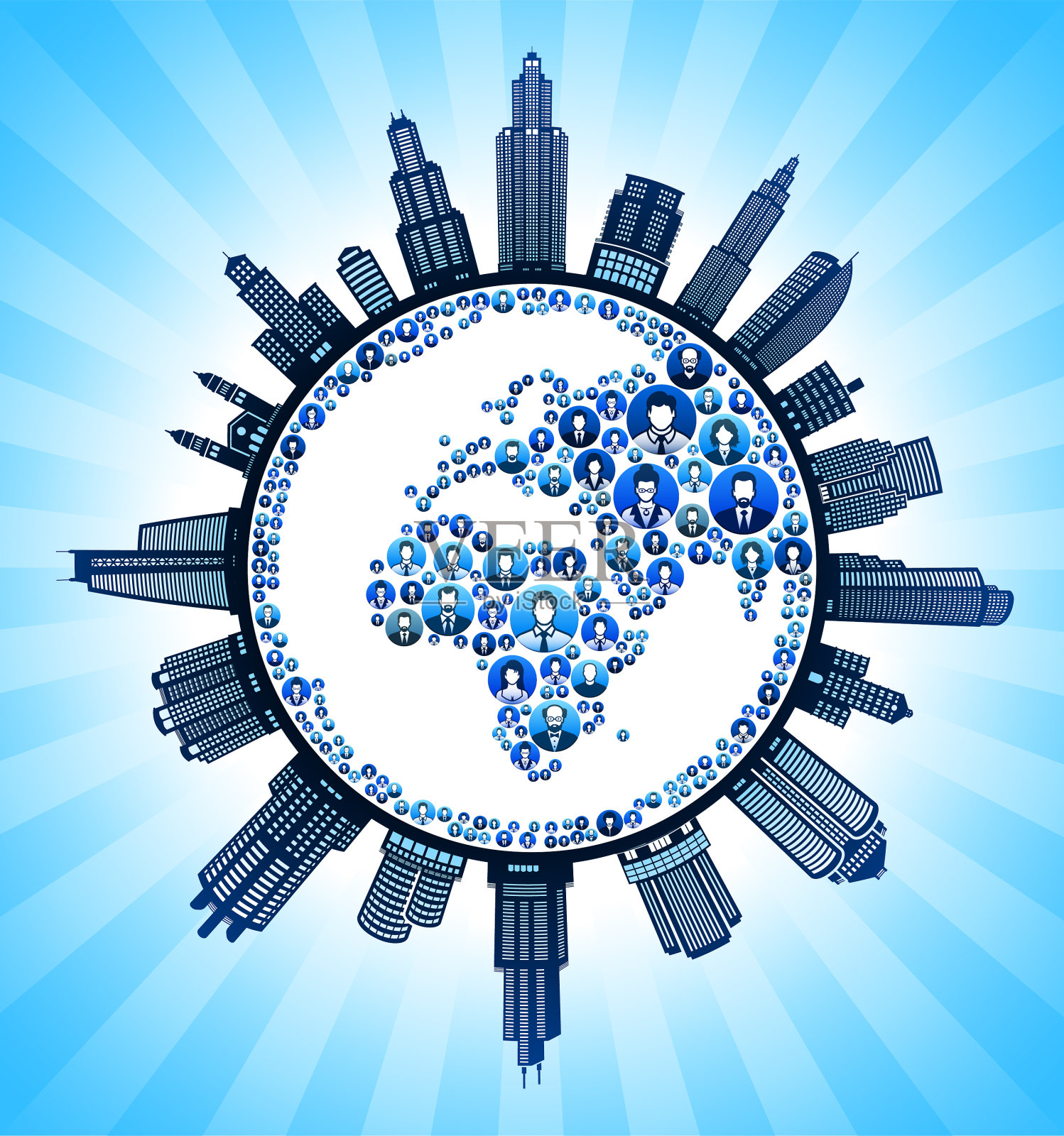 行星地球商业黑白城市景观天际线背景插画图片素材