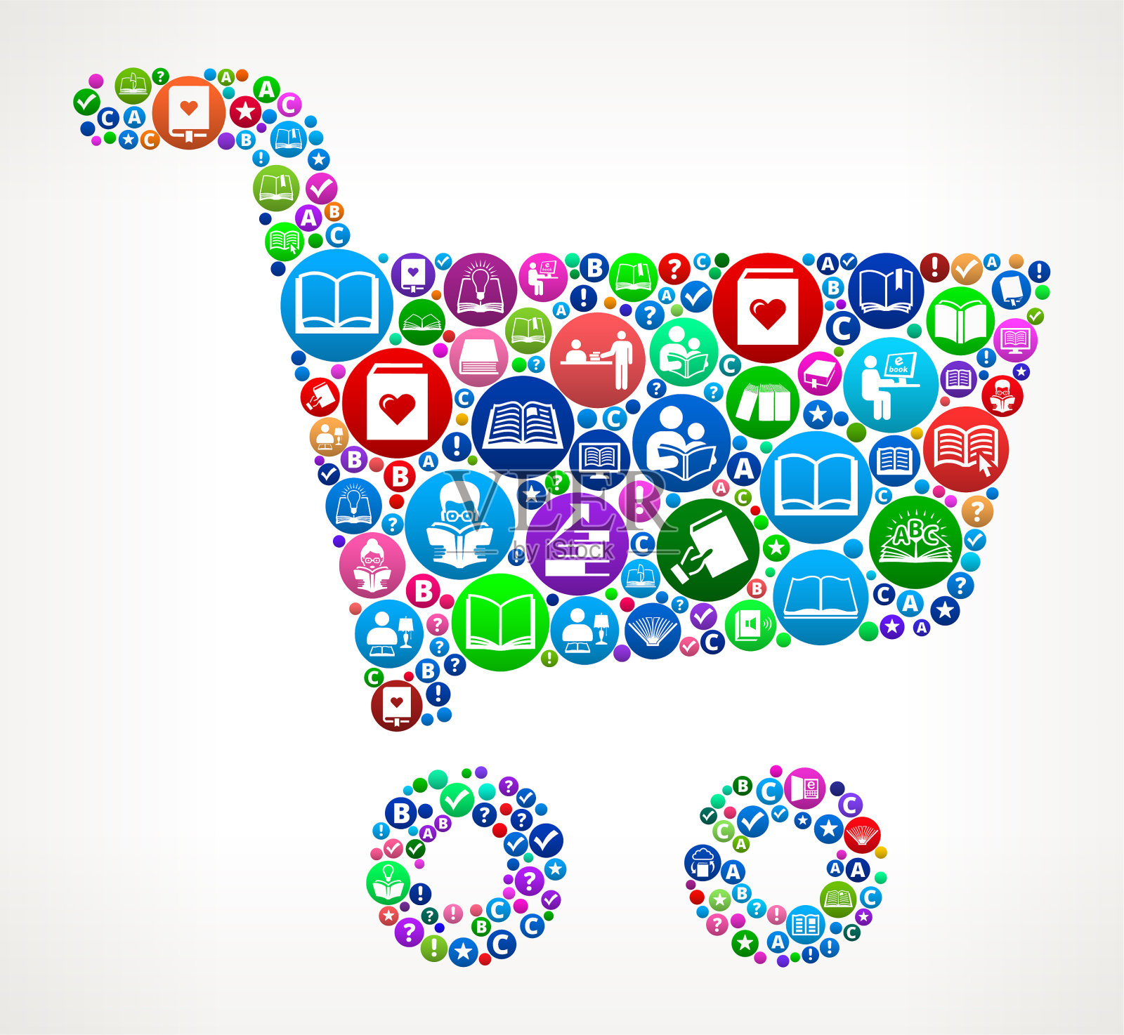 购物车书籍和阅读图标模式背景插画图片素材