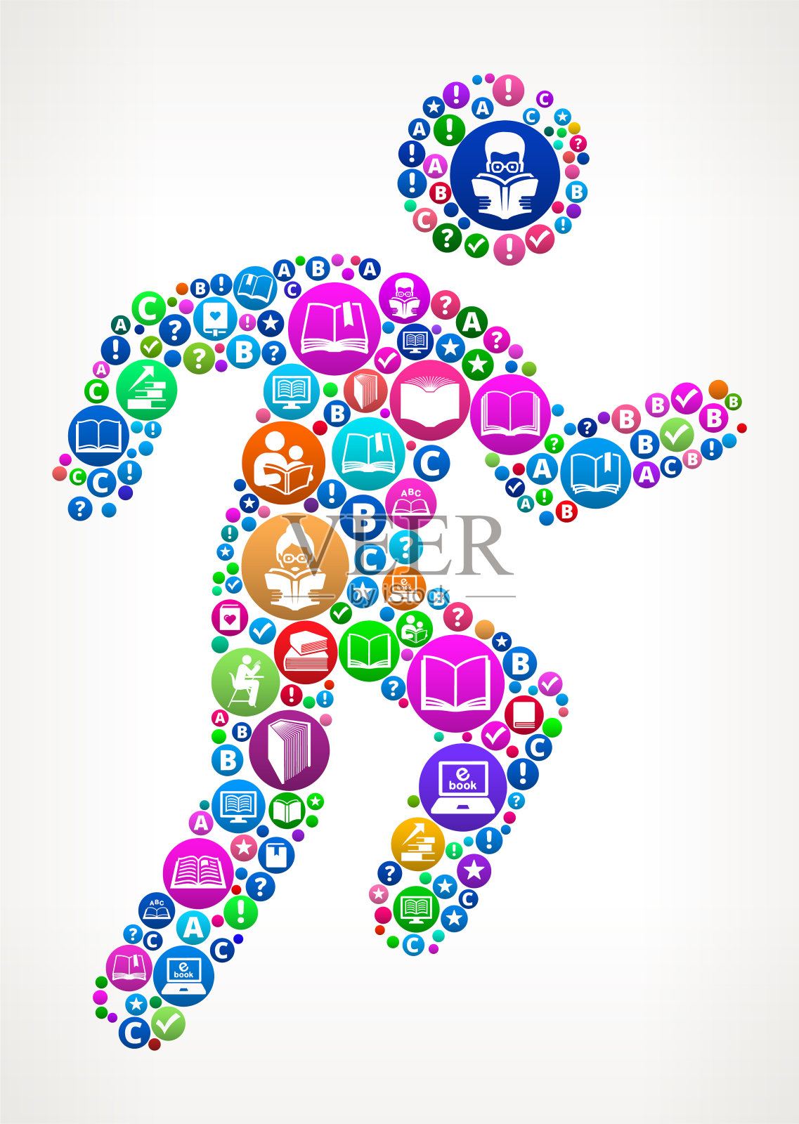 运行书籍和阅读图标模式背景插画图片素材