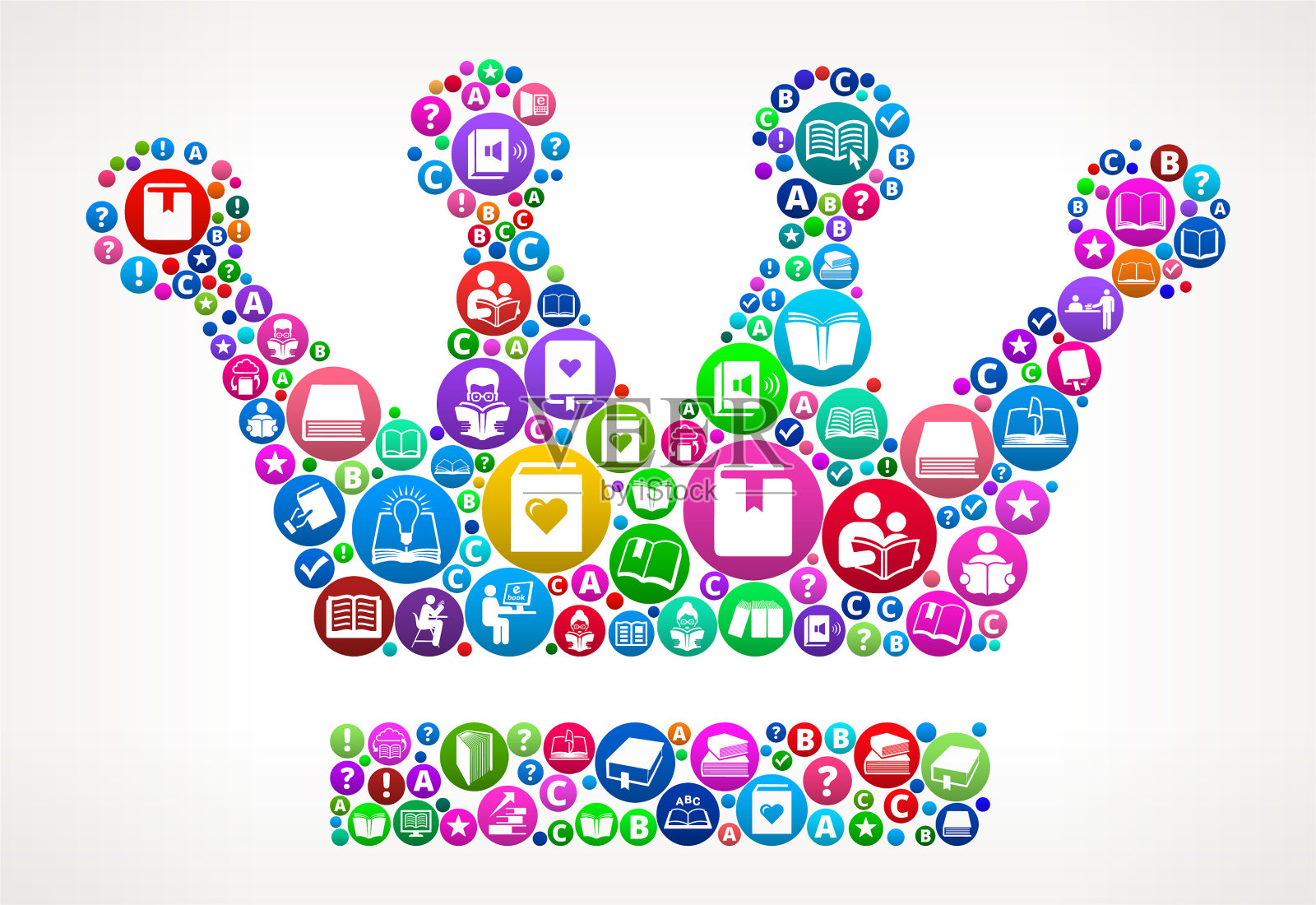 皇冠书籍和阅读图标模式背景插画图片素材