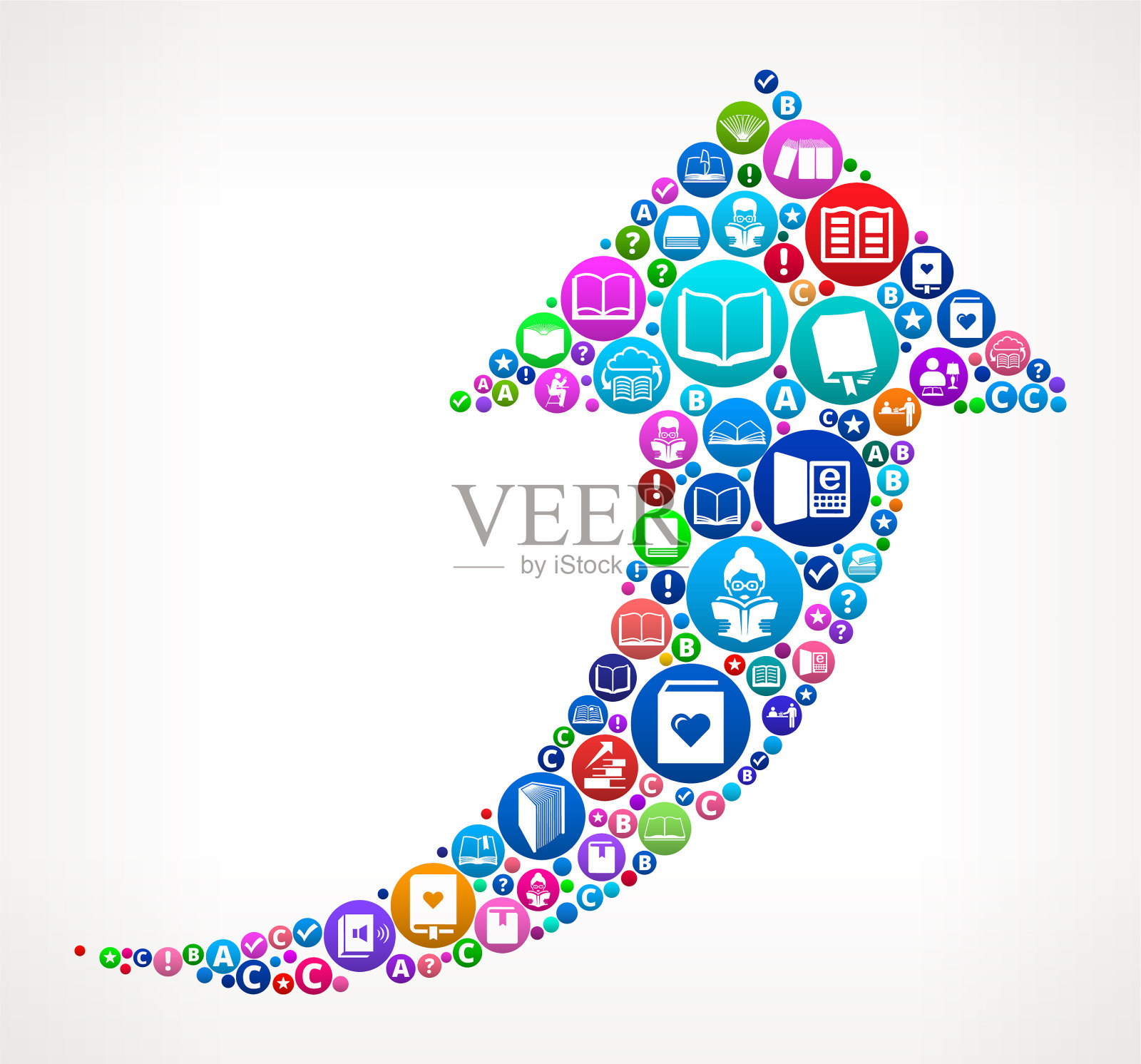 箭头向上的书籍和阅读图标模式背景插画图片素材