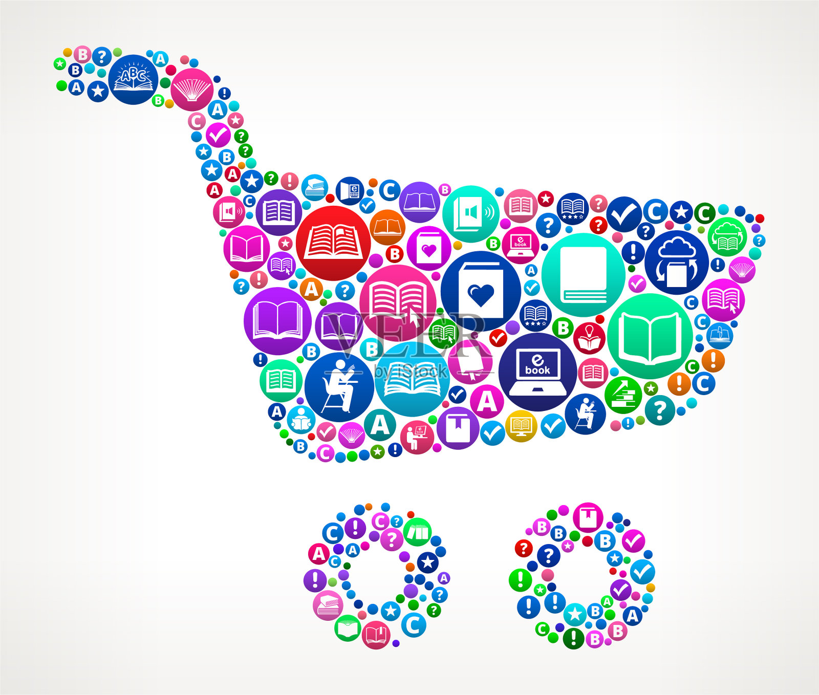 购物车书籍和阅读图标模式背景插画图片素材