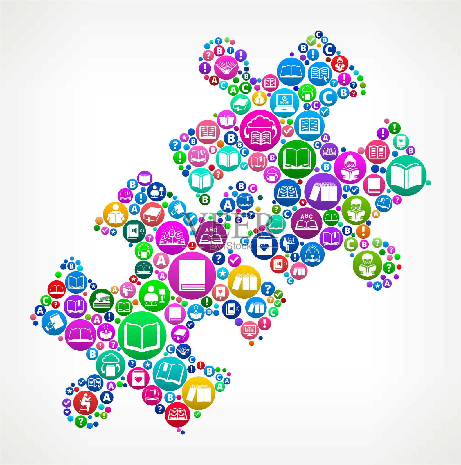 拼图书籍和阅读图标模式背景插画图片素材