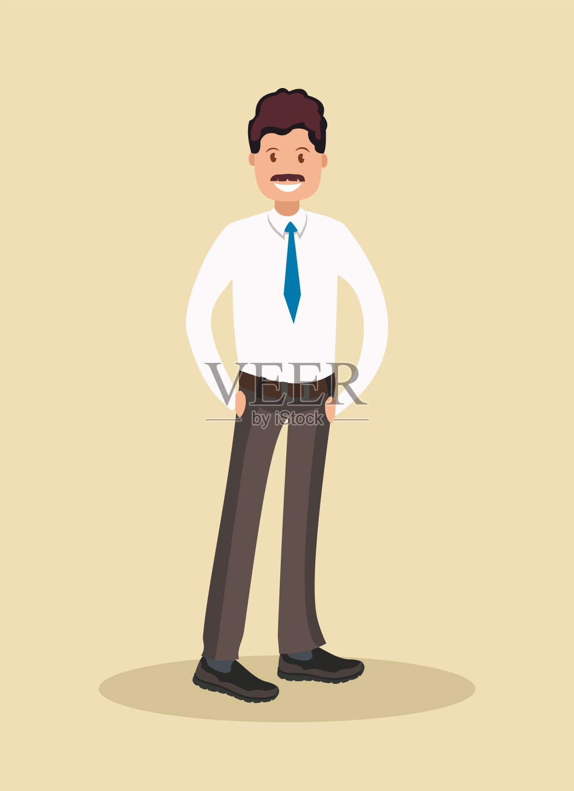 穿着白衬衫的商人。办公室的雇员。插画图片素材