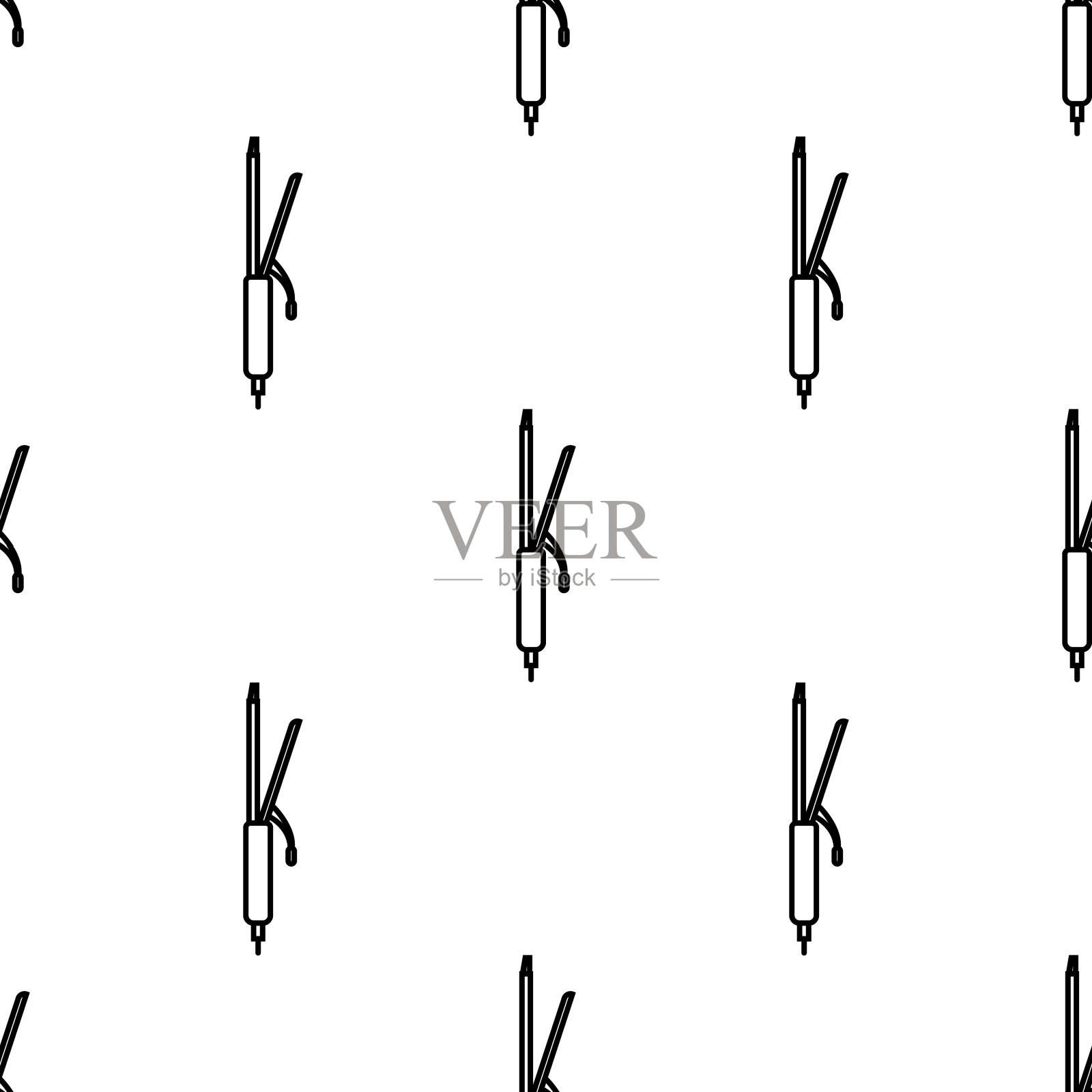 卷发棒图标。移动概念和web应用程序的家电元素图标。图案重复无缝烫发熨斗图标。可用于网络和手机设计元素图片