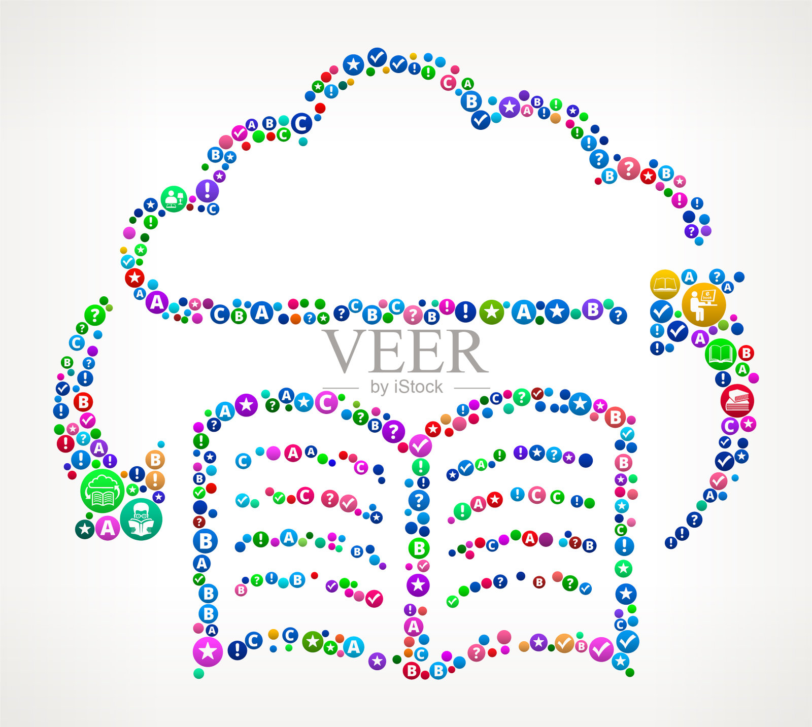 在线书籍书籍和阅读图标模式背景插画图片素材