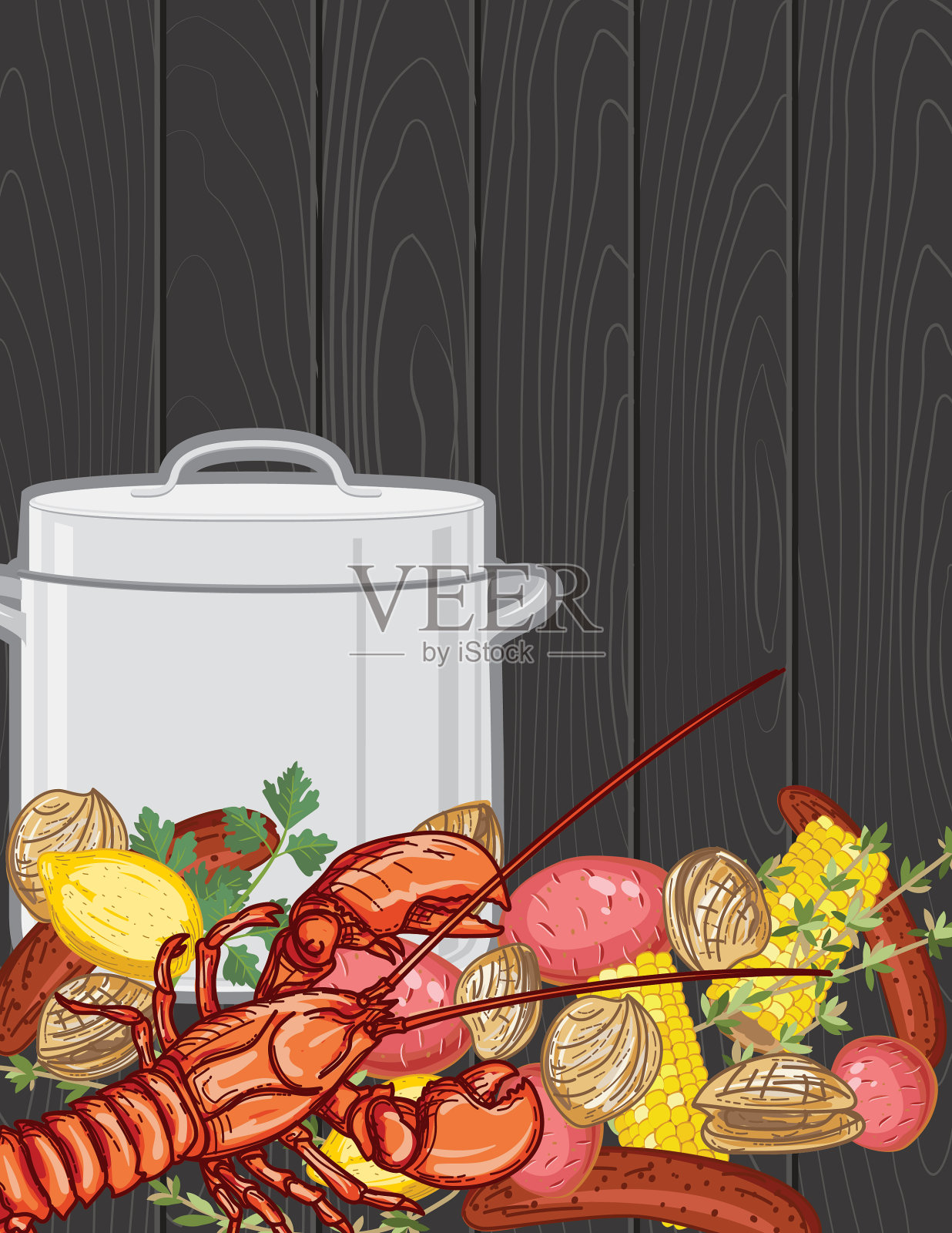 龙虾煮背景模板插画图片素材