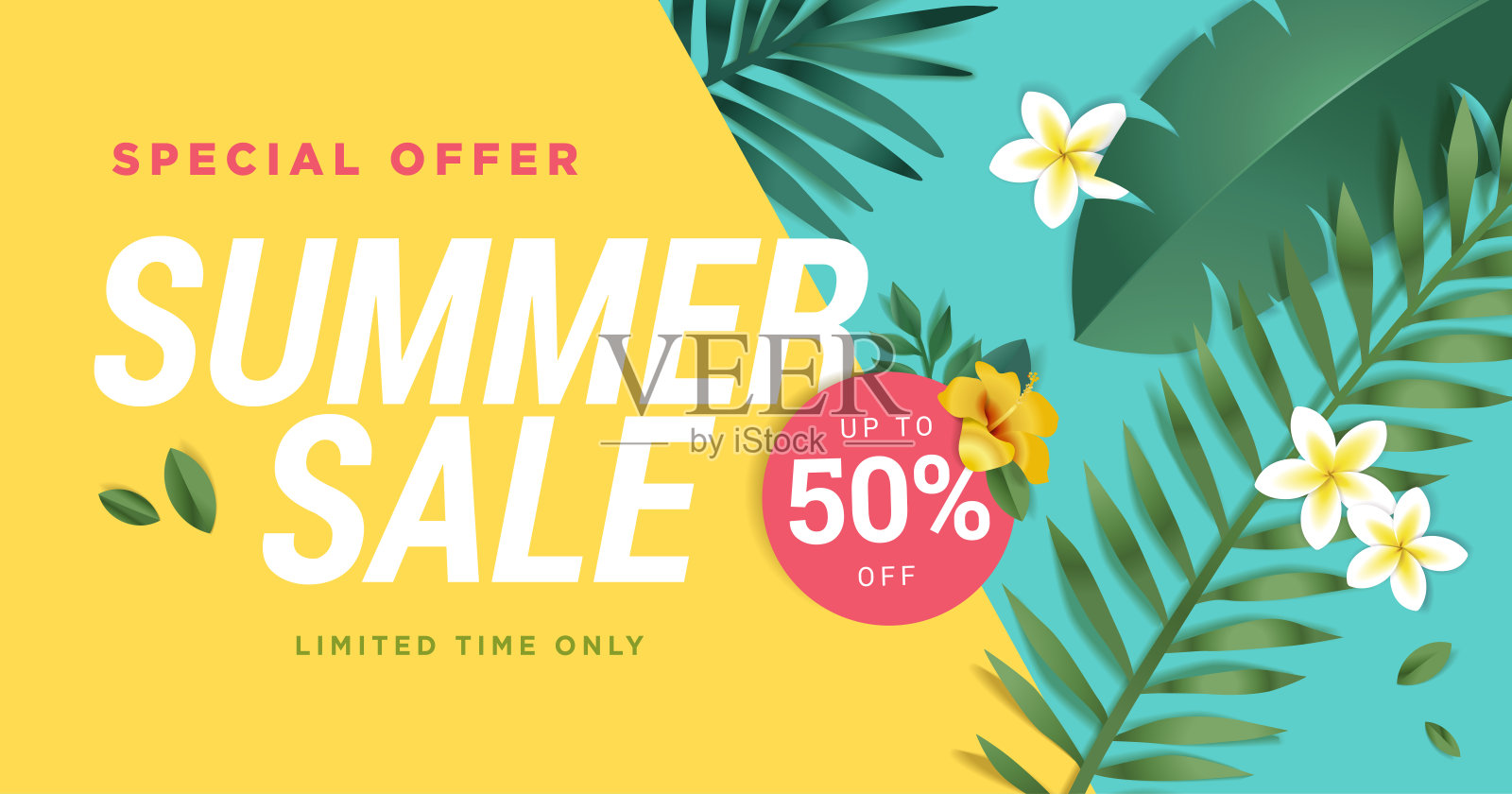 夏季销售矢量插图移动和社交媒体横幅，海报，购物广告，营销材料设计模板素材