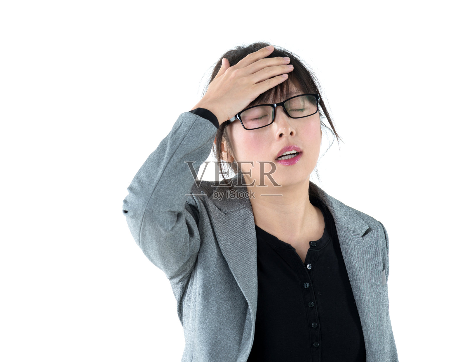 头痛的女商人照片摄影图片