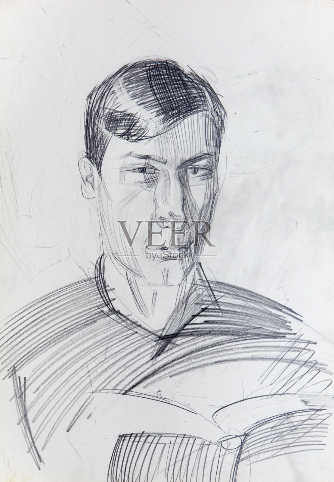 肖像画、铅笔画、素描设计元素图片