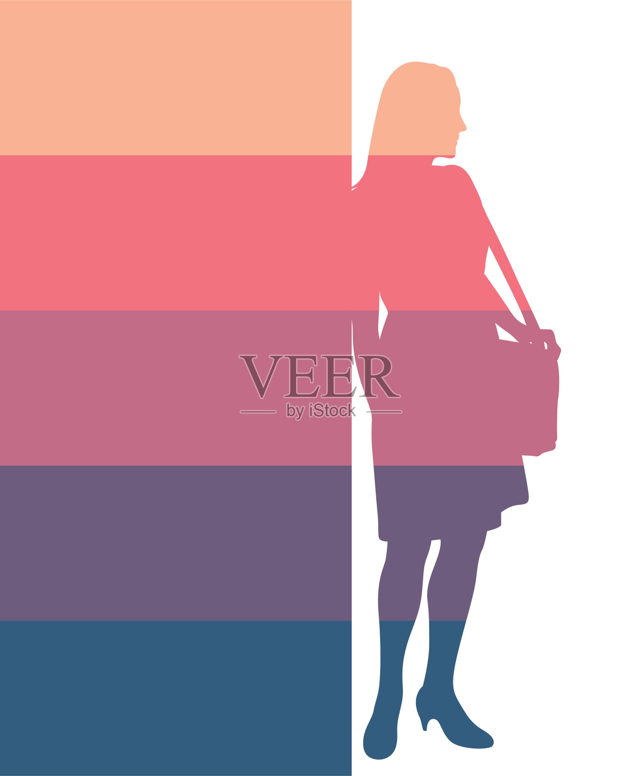 日落的商业女性插画图片素材