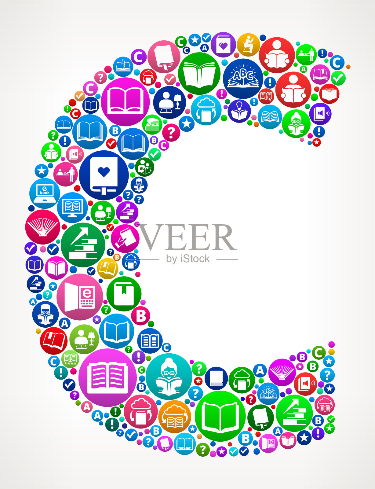 字母C人物书籍和阅读图标背景插画图片素材