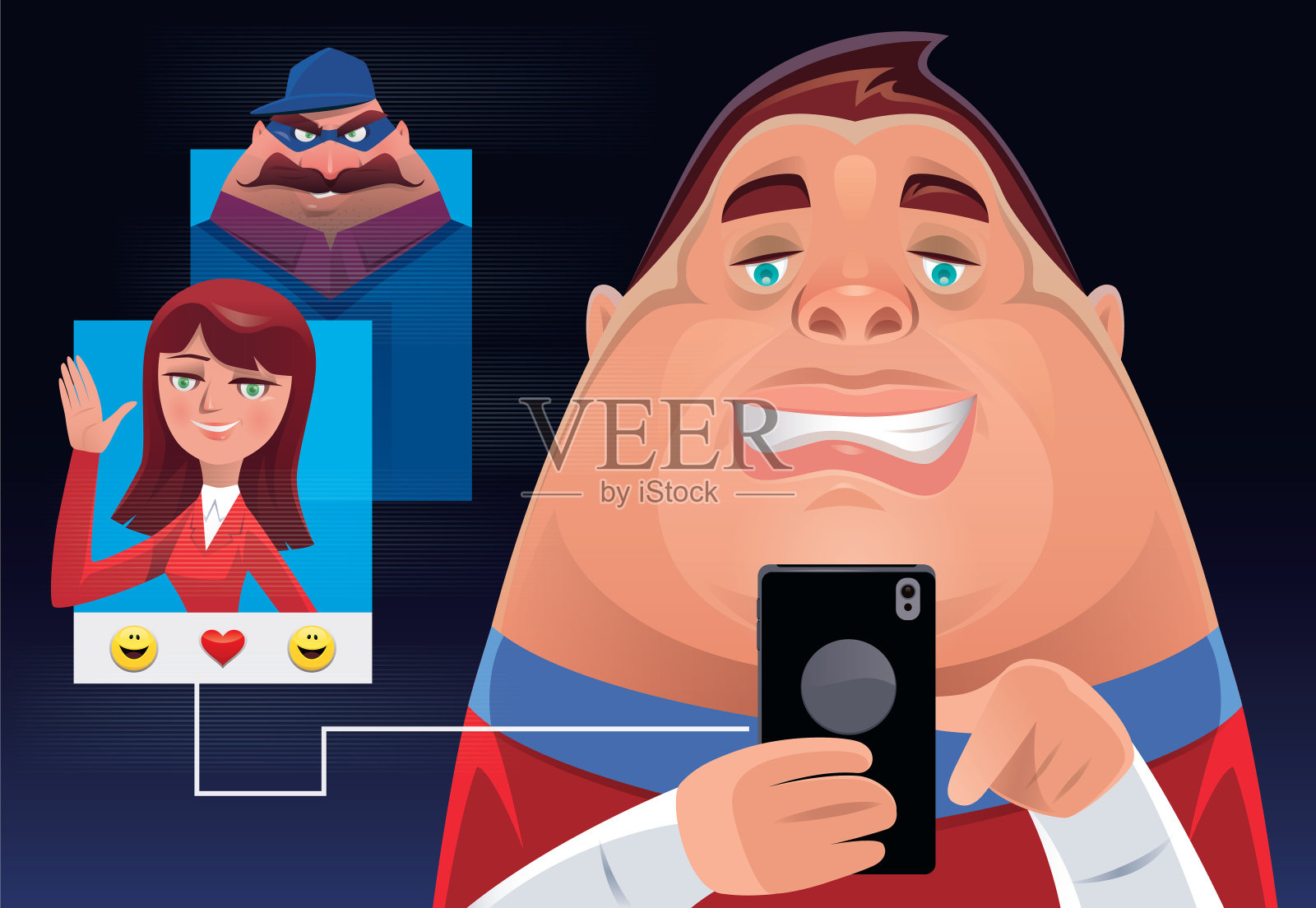 智能手机网络犯罪插画图片素材