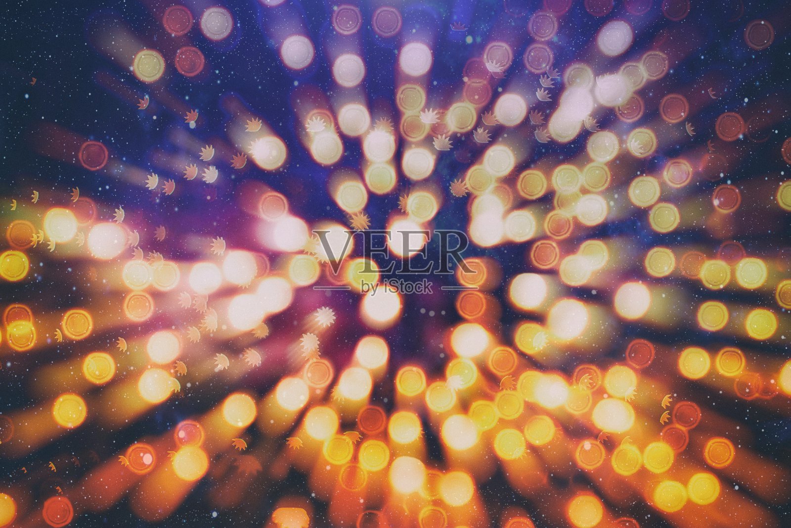 复古魔术背景与五颜六色的散景。照片摄影图片