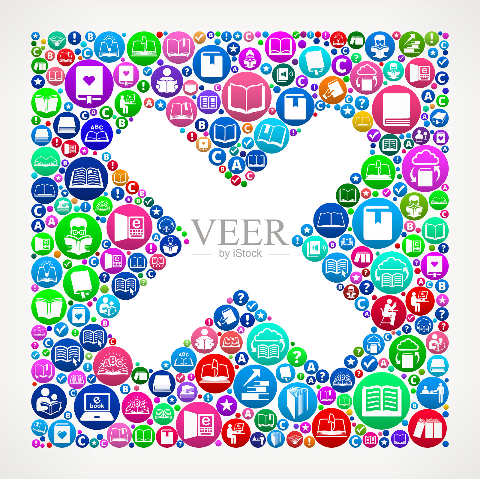 X标记人物书籍和阅读图标背景插画图片素材