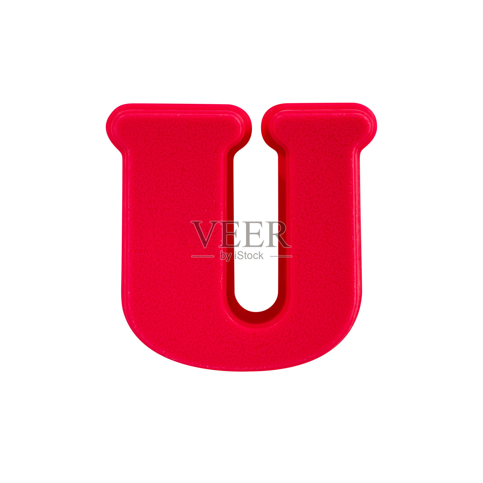 字母U大写字母塑料白色背景与剪切路径照片摄影图片