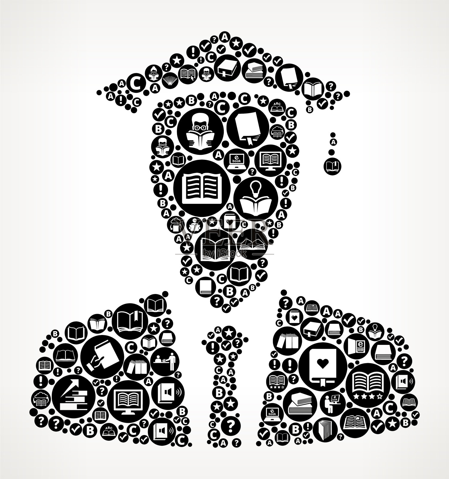 毕业脸书和阅读图标模式背景插画图片素材