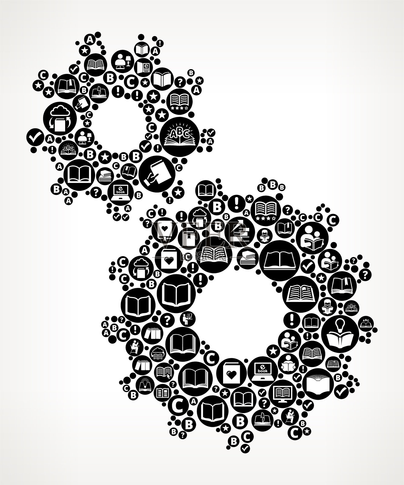 齿轮书籍和阅读图标模式背景插画图片素材