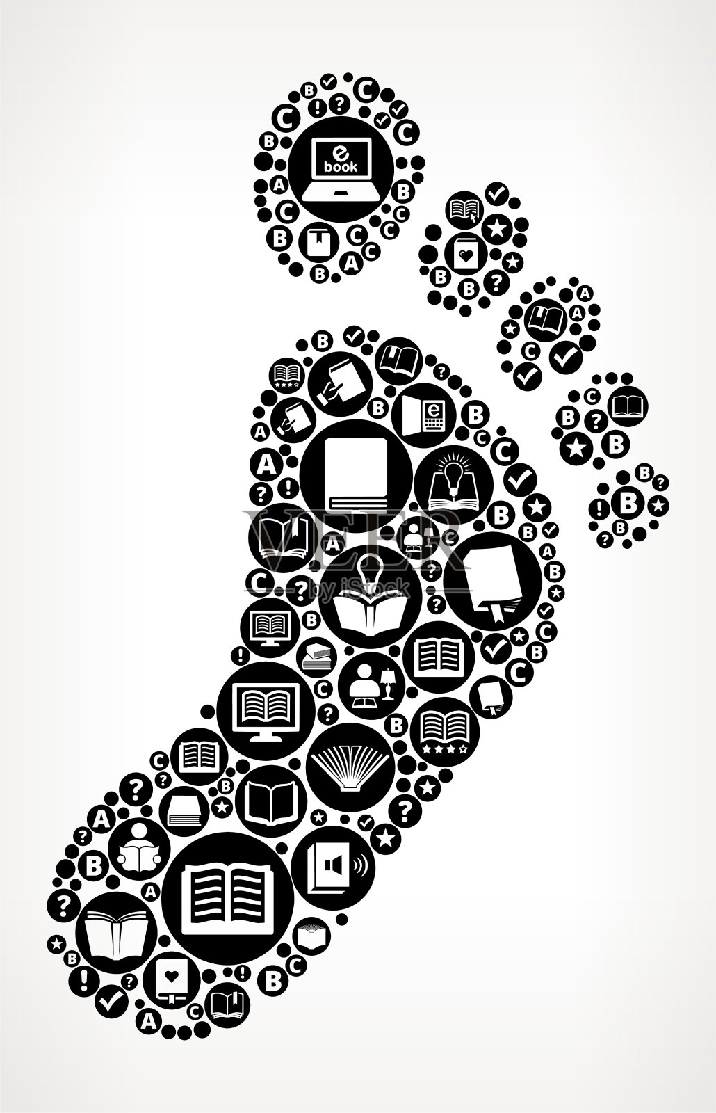 足迹书籍和阅读图标模式背景插画图片素材