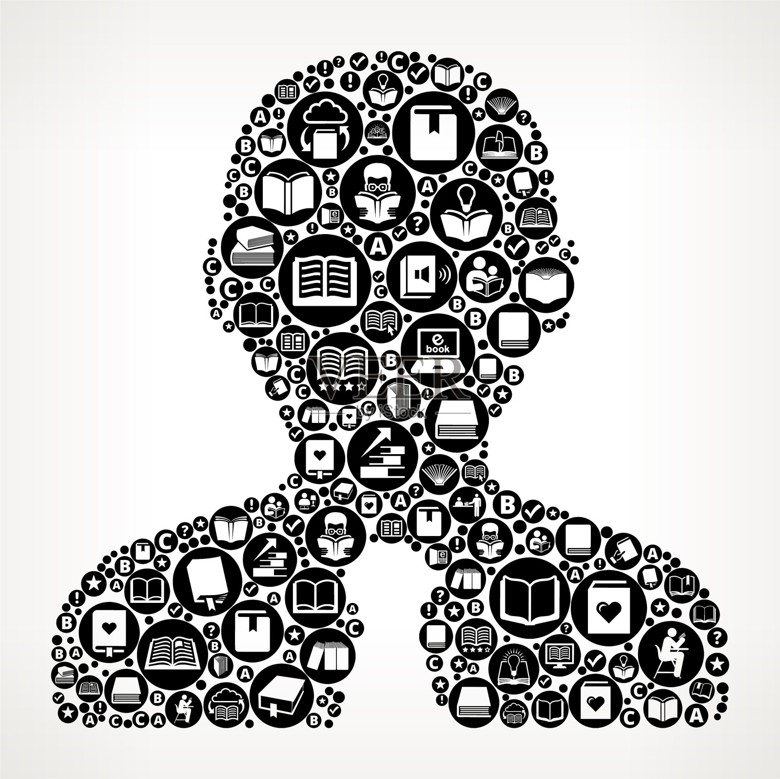 男性头像书籍和阅读图标模式背景插画图片素材