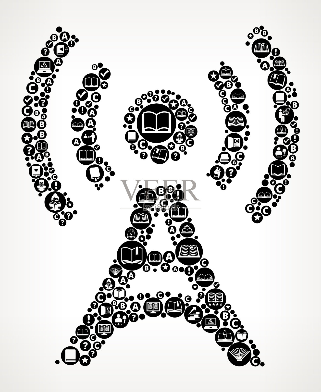 广播塔图书和阅读图标图案背景插画图片素材