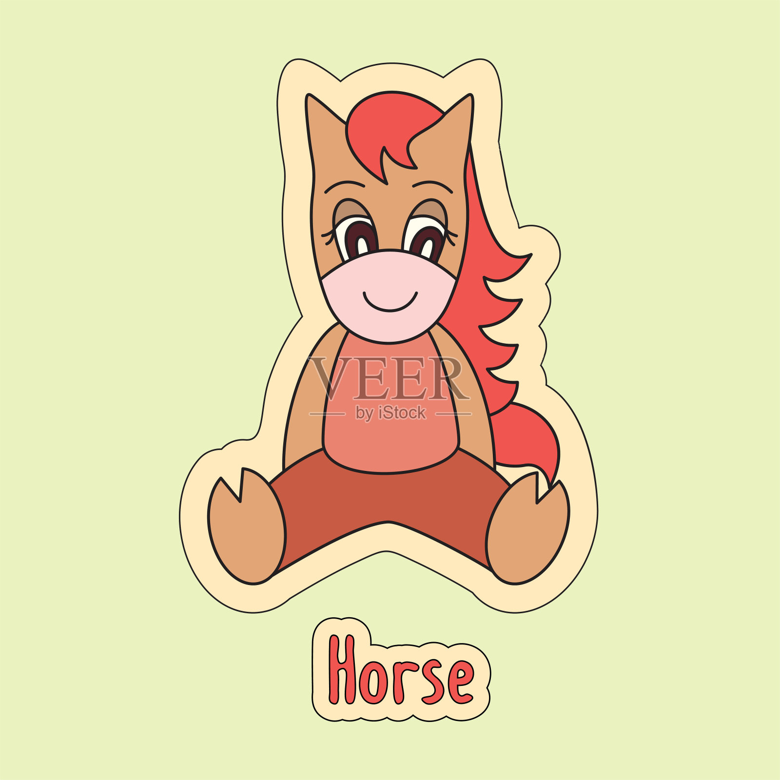 马，卡通母马，可爱的小马驹，象征中国的占星2026年插画图片素材