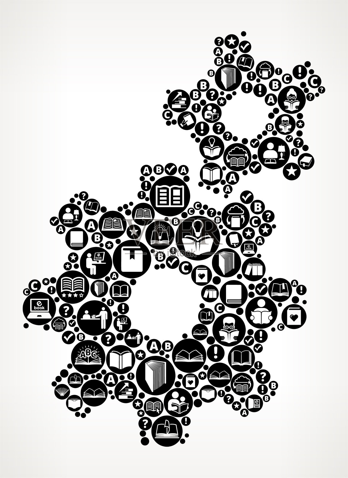 齿轮书籍和阅读图标模式背景插画图片素材