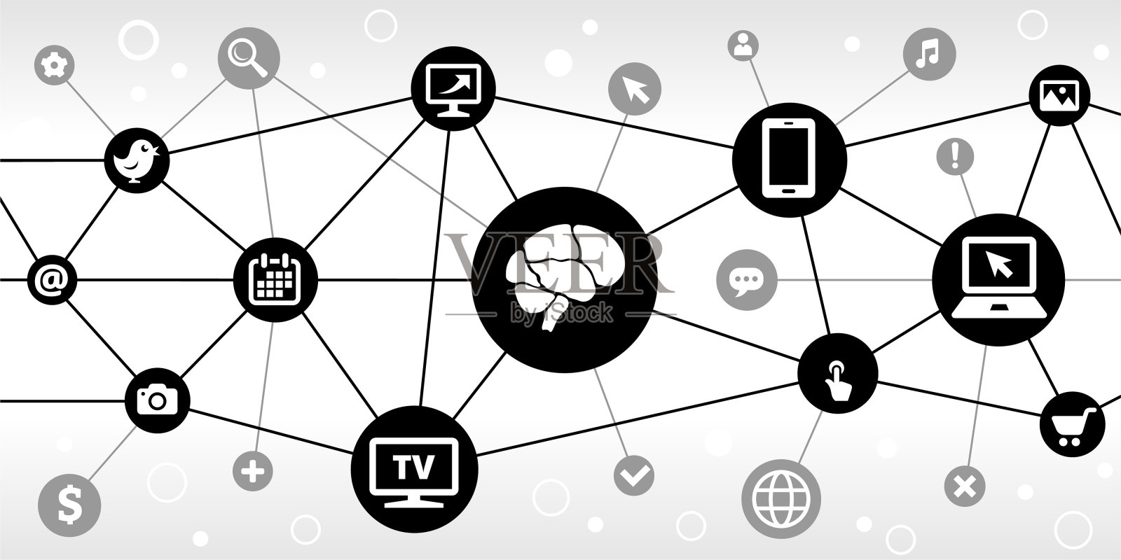 脑网络通信技术三角节点模式背景插画图片素材