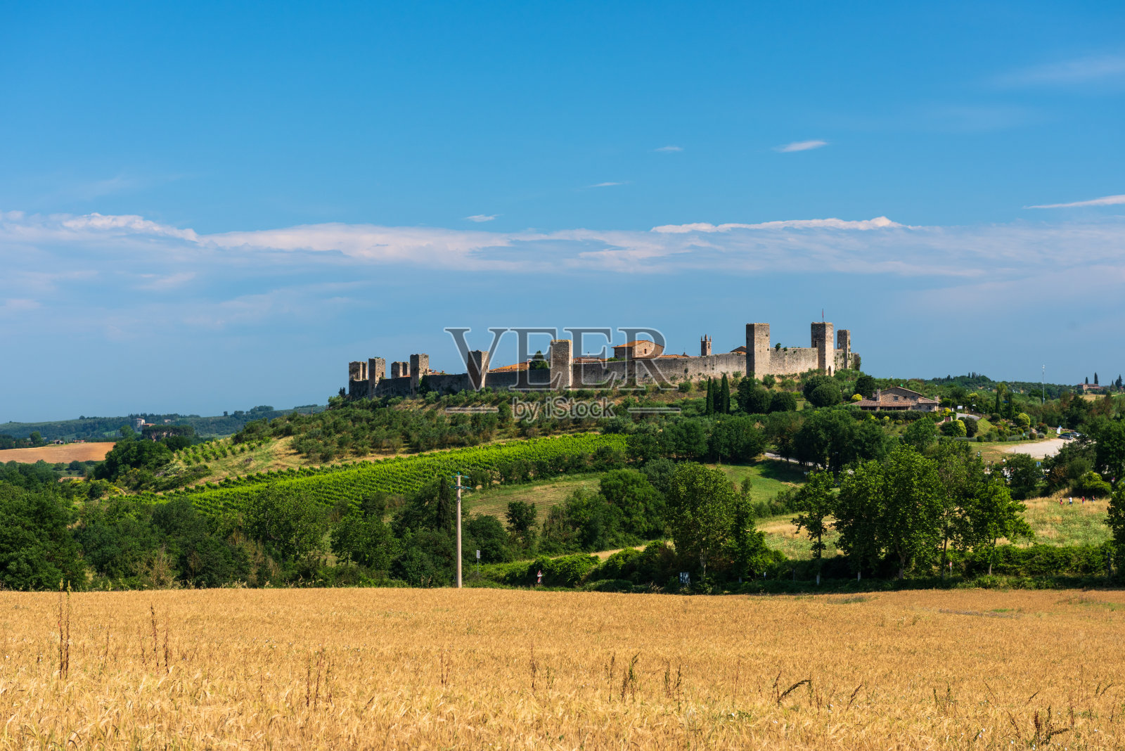 蒙特里吉奥尼要塞镇-托斯卡纳意大利-全景图照片摄影图片