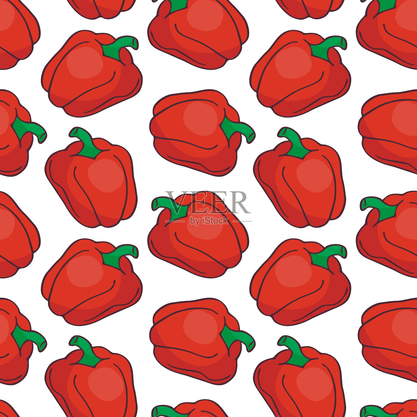 红甜椒花纹插画图片素材