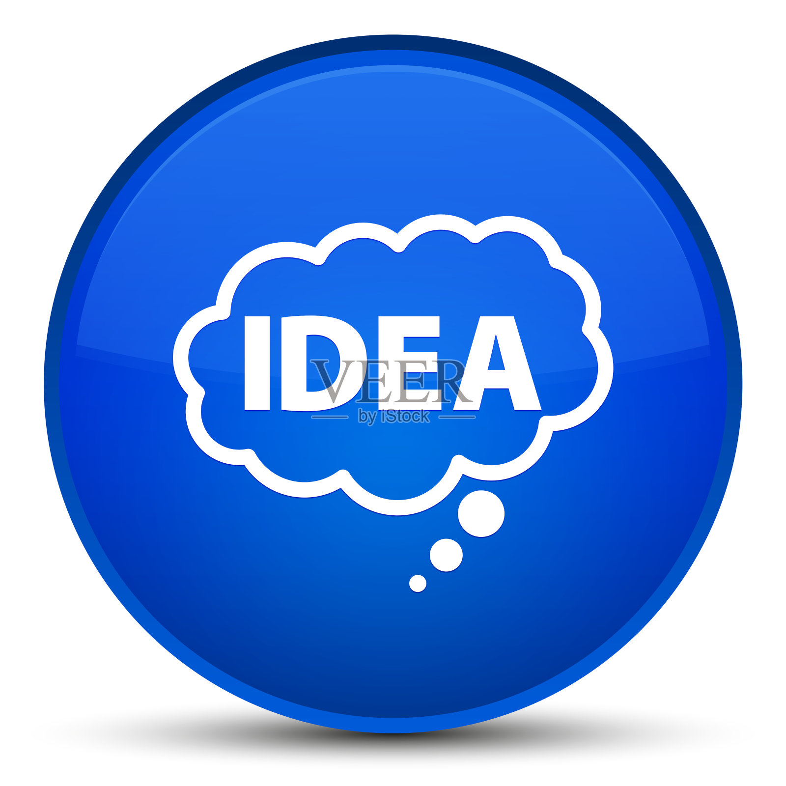 创意气泡图标特殊的蓝色圆形按钮插画图片素材