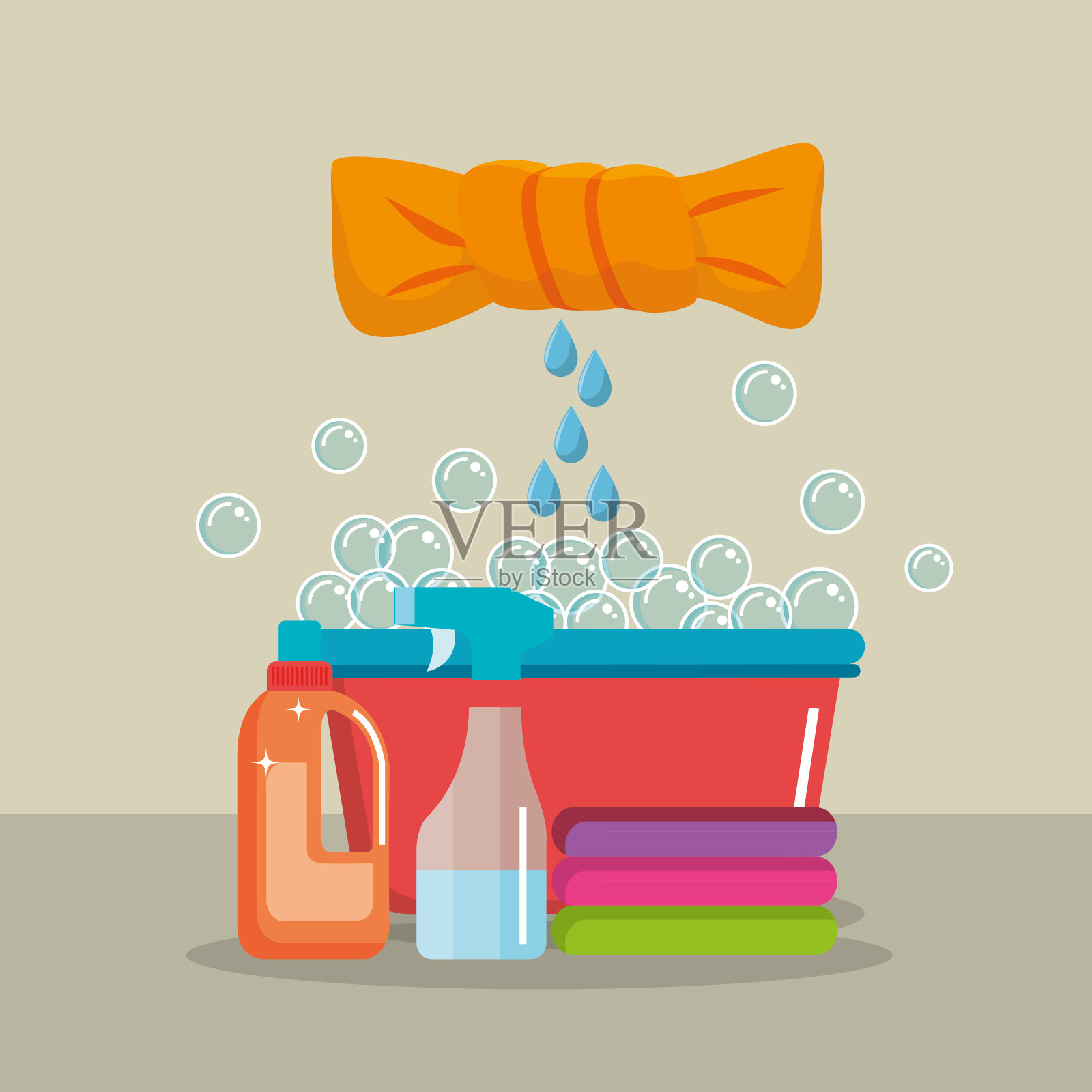 洗衣服务套装产品插画图片素材