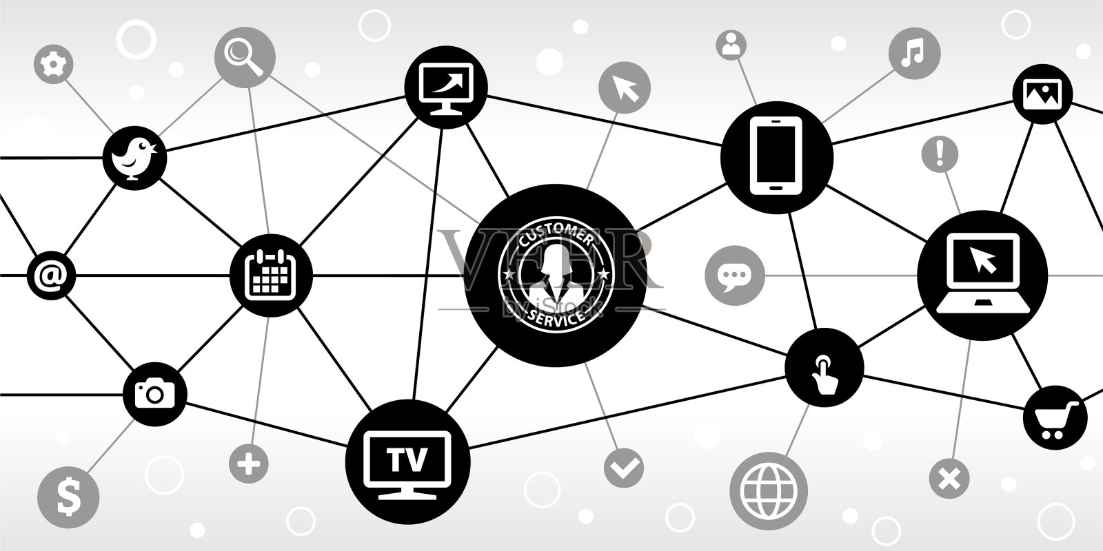 客户服务徽章互联网通信技术三角节点模式背景插画图片素材