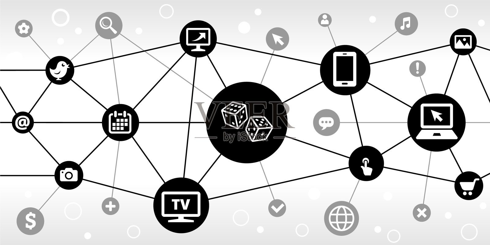 二骰子互联网通信技术三角节点模式背景插画图片素材