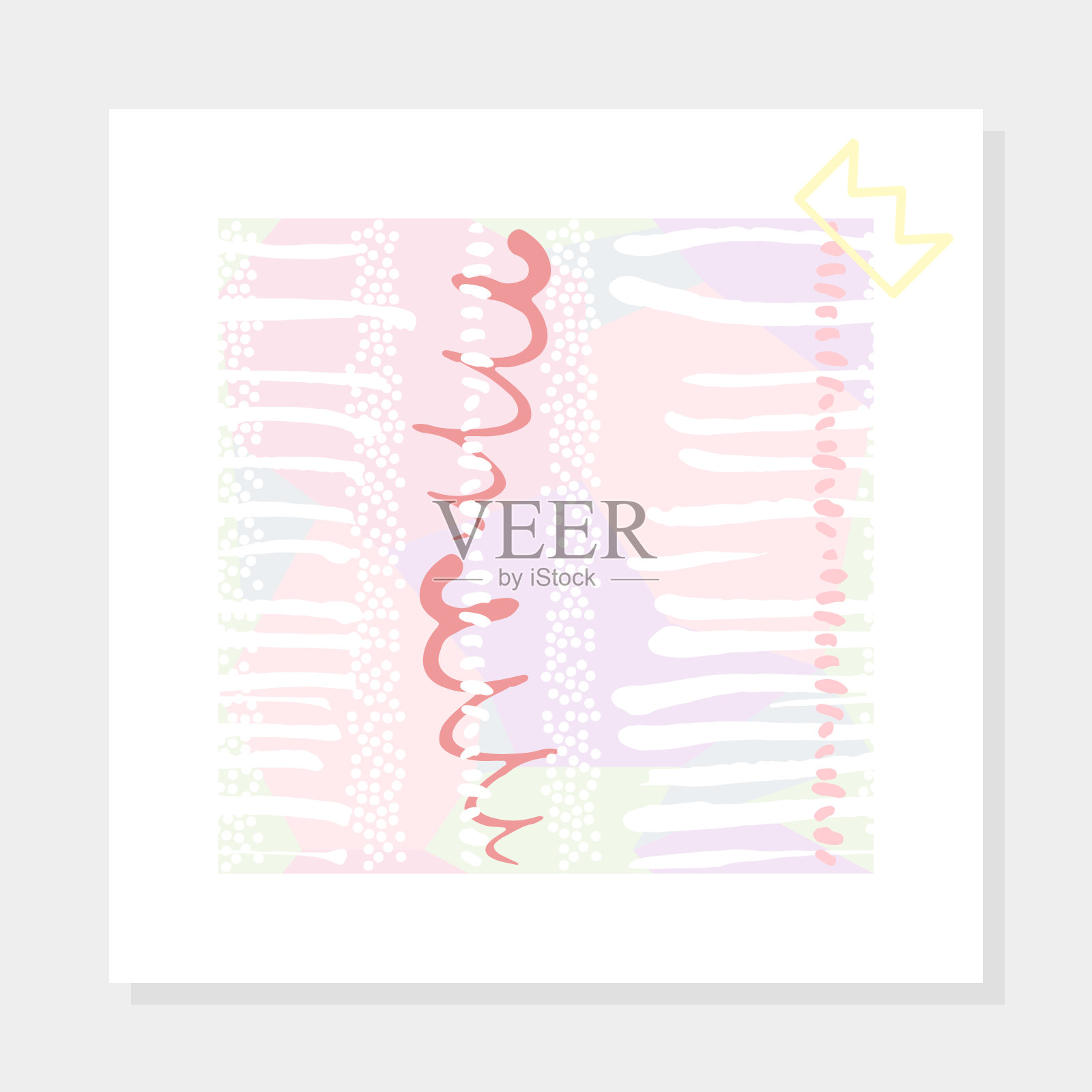 手绘创造性的通用徒手贺卡模板。抽象的涂鸦，美丽的颜色。生日，婚礼，派对，社交媒体的横幅模板。隔离向量卡片模板。插画图片素材