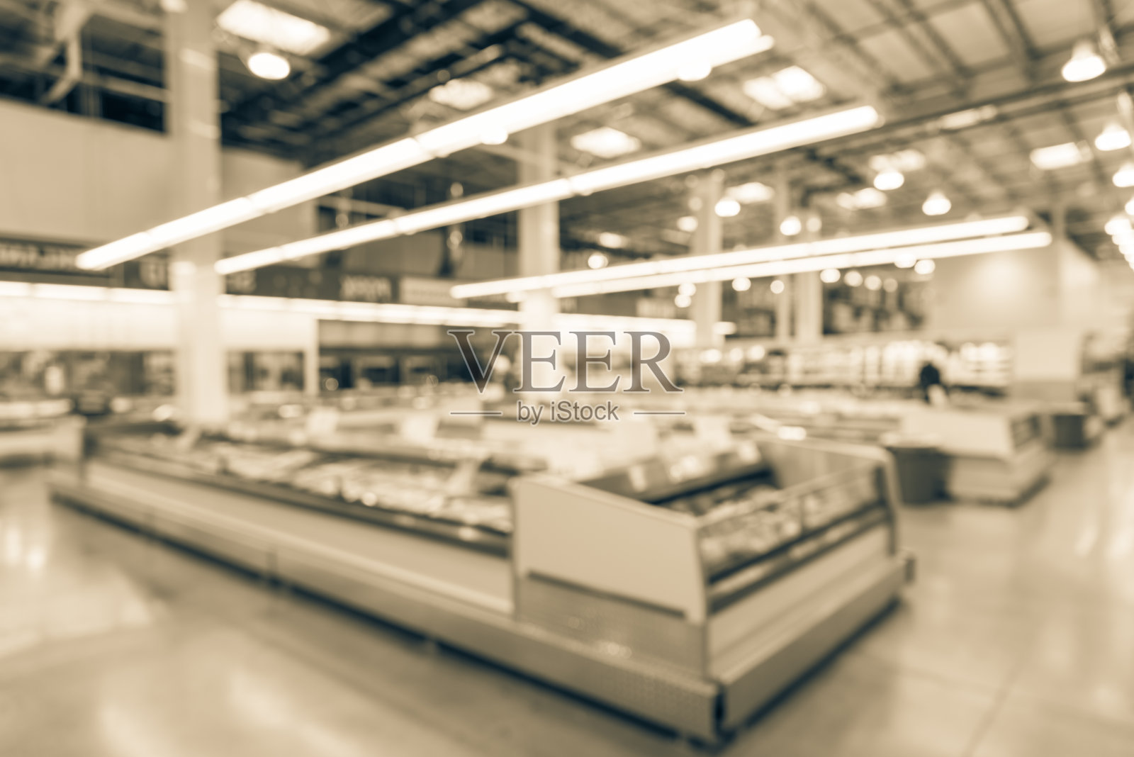 美国批发商店的老式模糊肉类部照片摄影图片