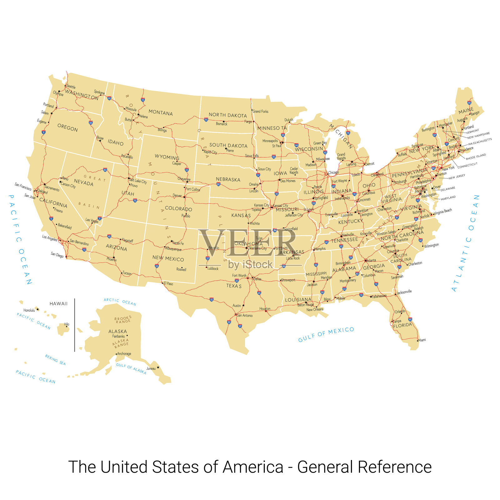 美国参考地图插画图片素材