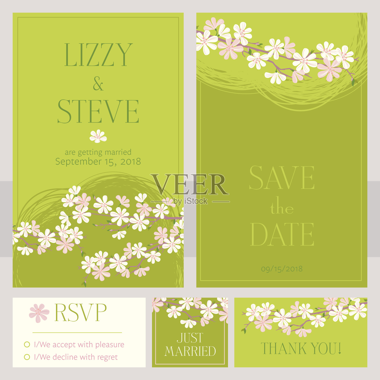 樱花婚礼邀请卡设计模板素材