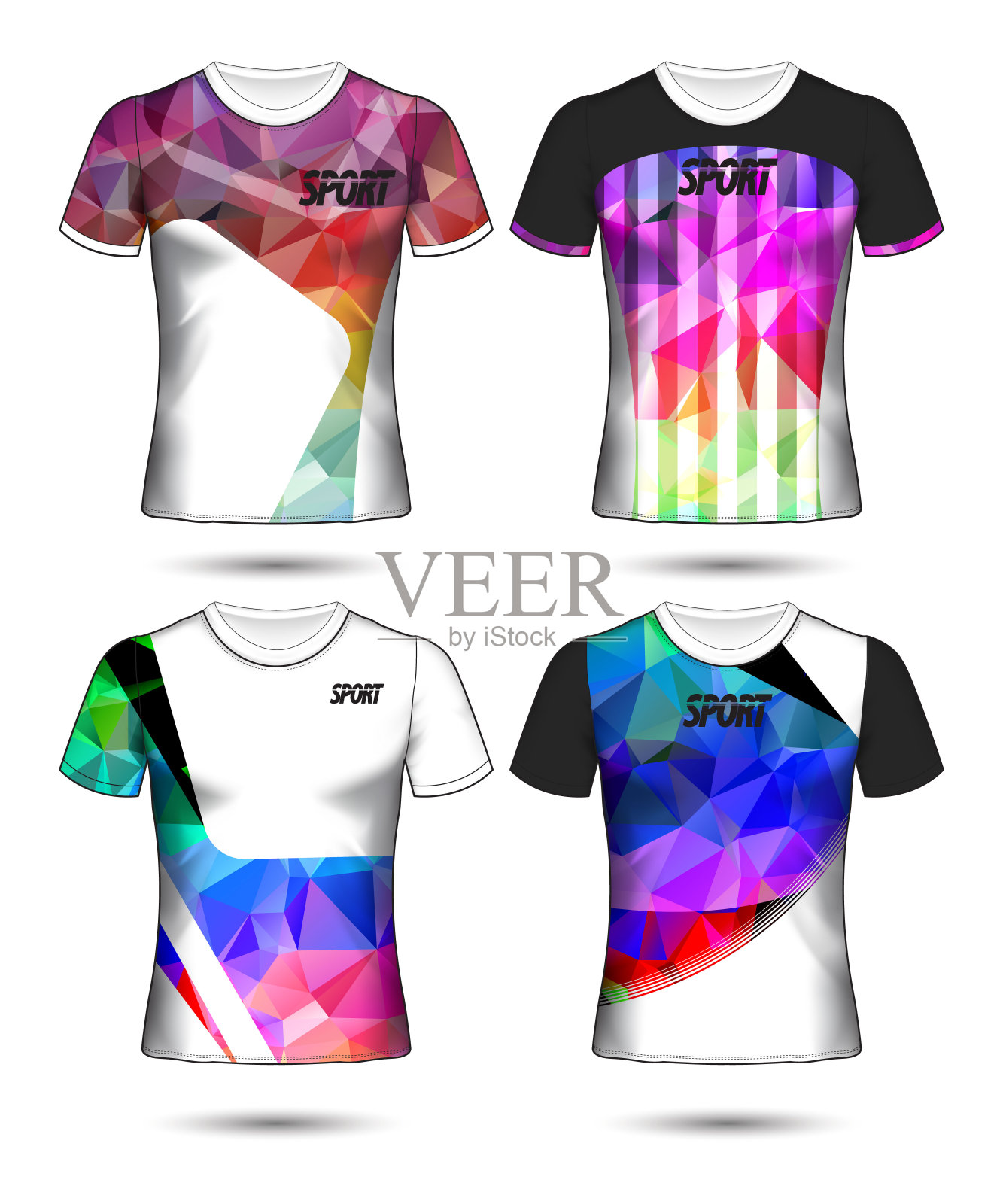 一套足球或足球球衣模板t恤风格，设计你的足球俱乐部矢量插图插画图片素材