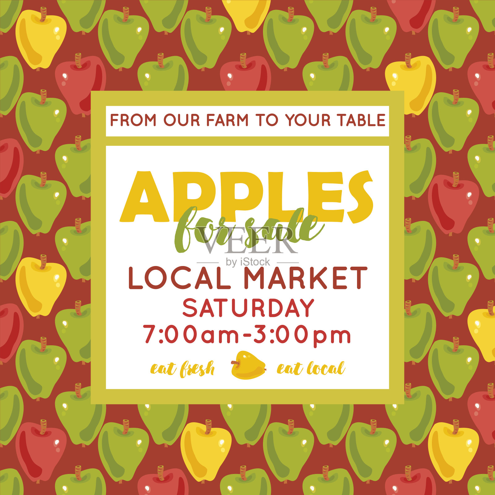 出售苹果的横幅。当地市场。设计模板素材