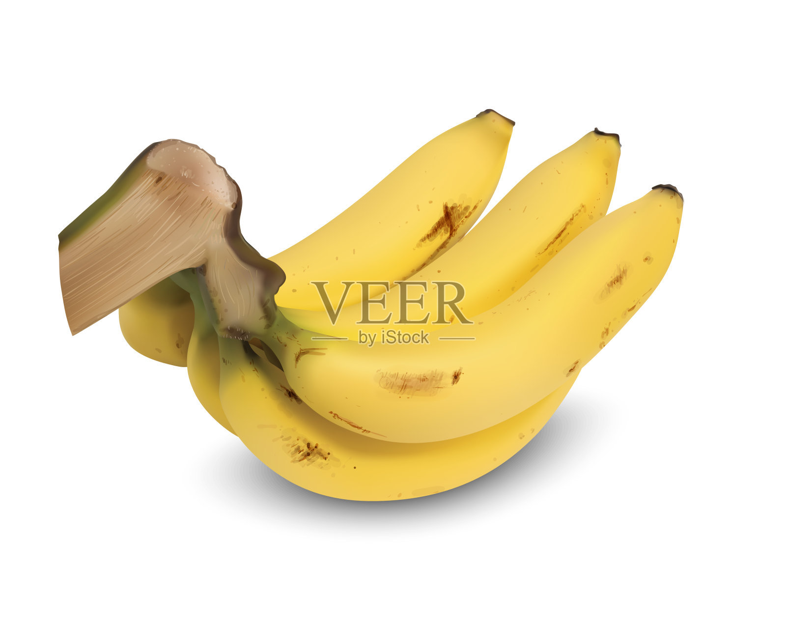 现实的黄色成熟香蕉孤立在白色的背景设计元素图片