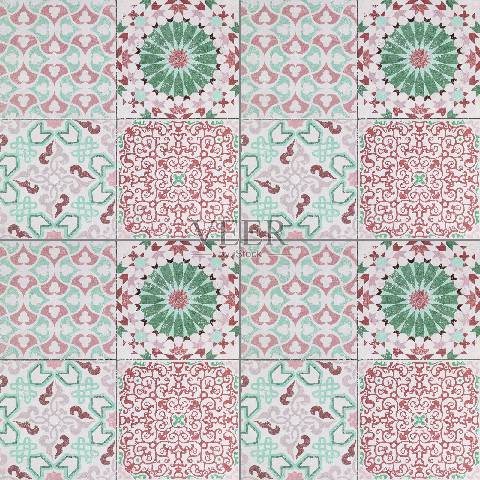 美丽的老瓷砖墙面图案在公园公共。照片摄影图片