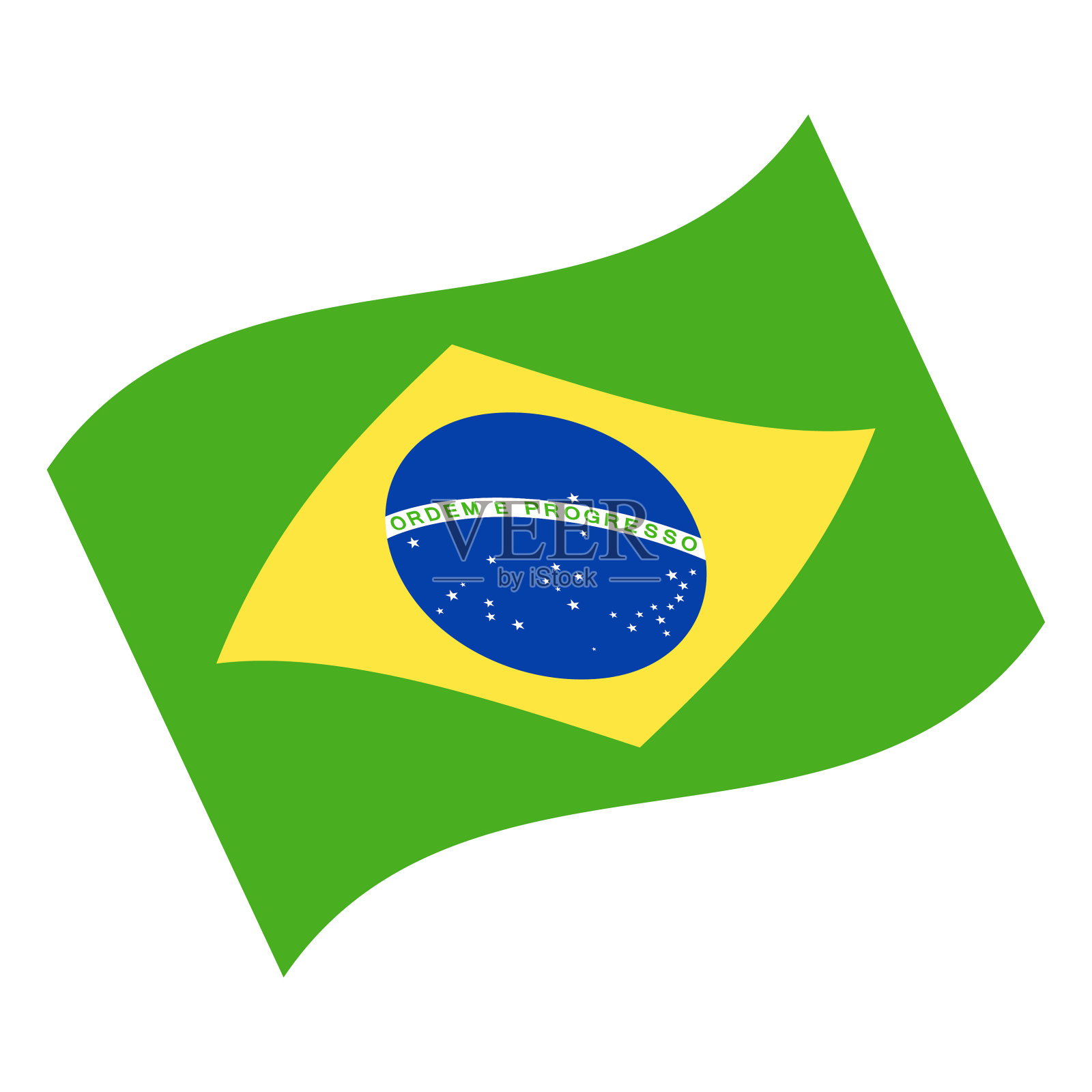 巴西-挥舞旗帜矢量平面图标插画图片素材