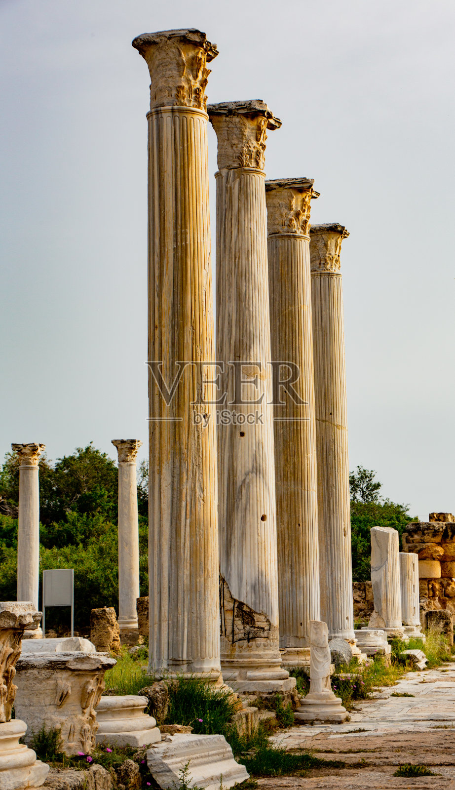 古萨拉米斯的圆柱废墟照片摄影图片