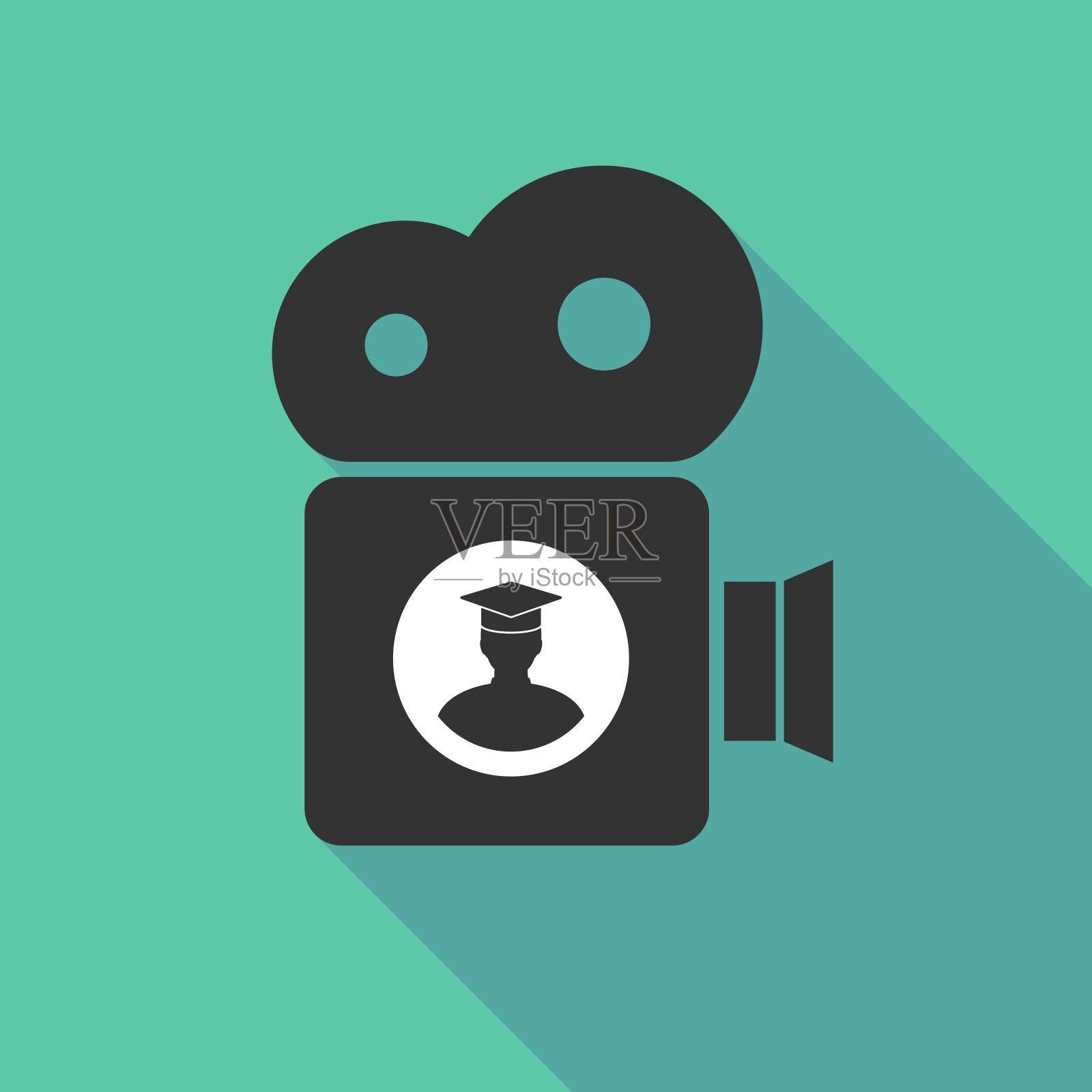 长影相机与一个学生插画图片素材