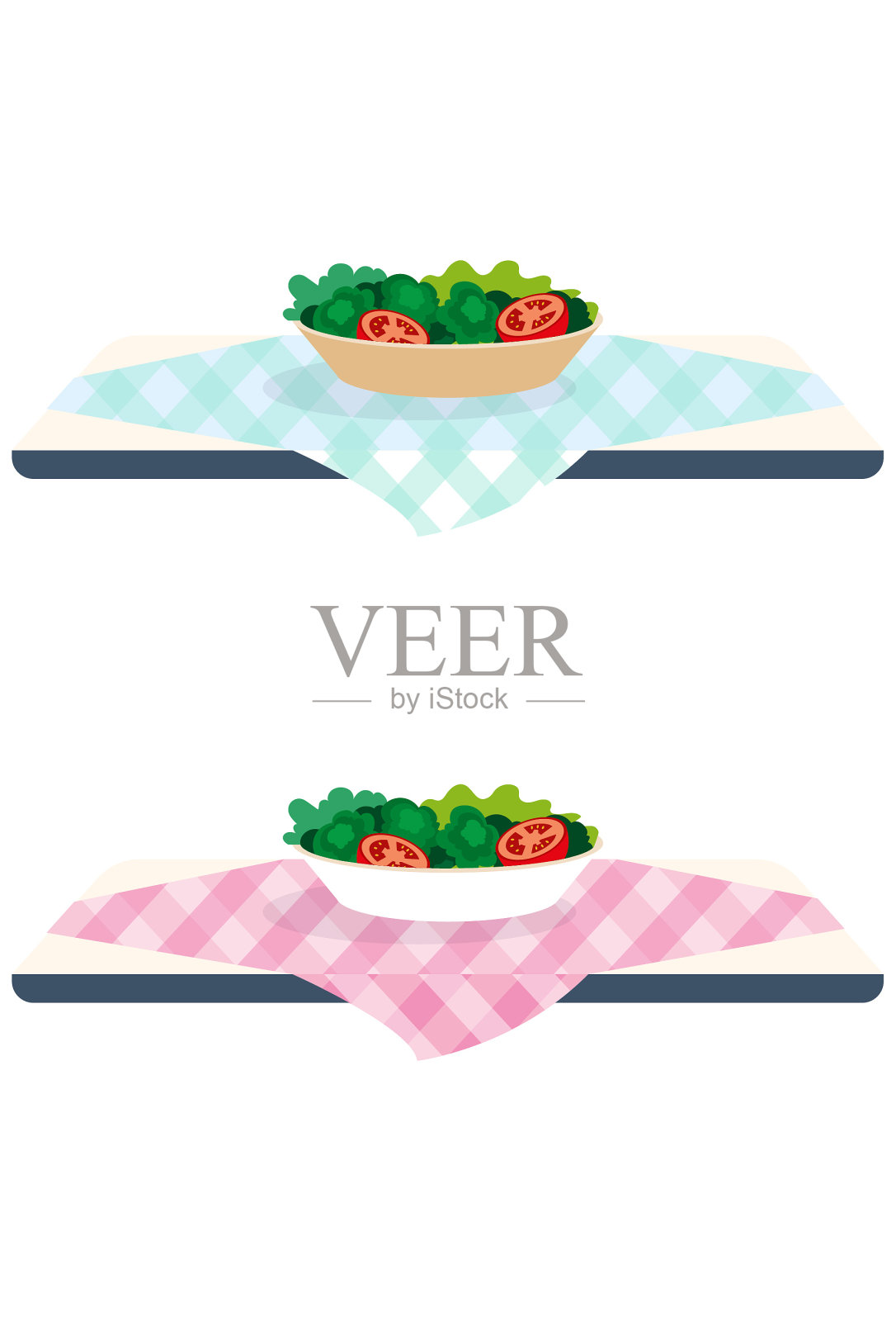 美味的沙拉盘插画图片素材