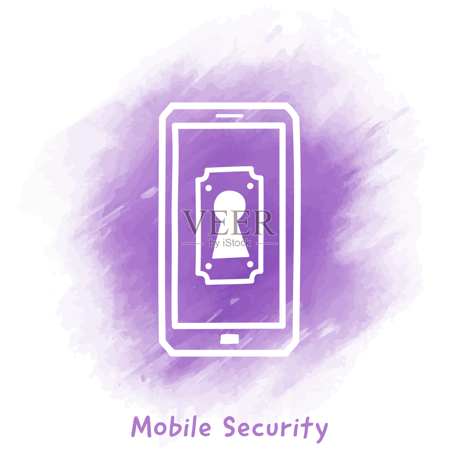 移动安全涂鸦水彩背景插画图片素材