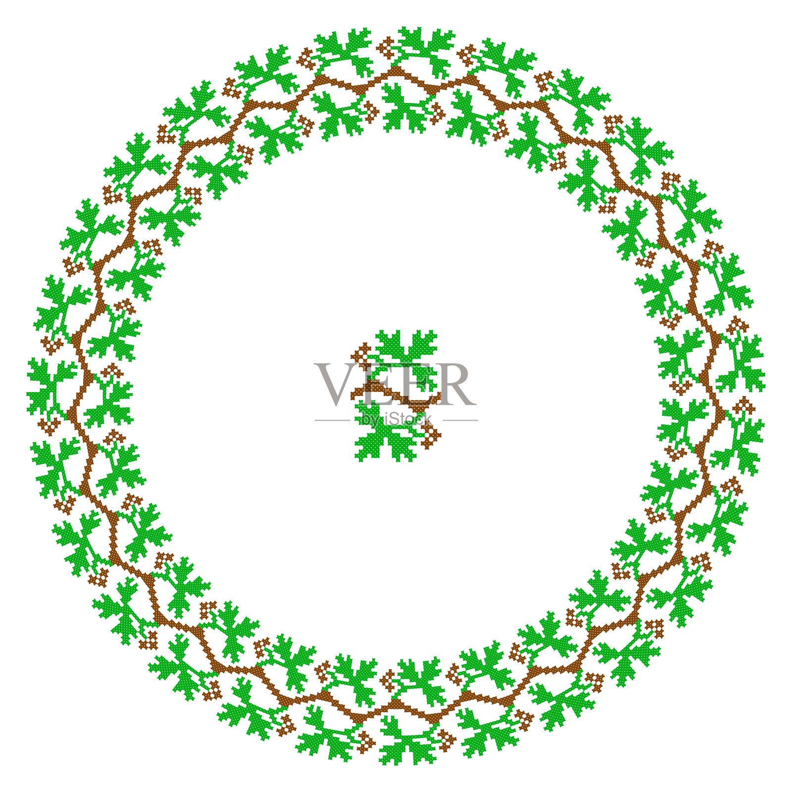 绣品不错，喜欢乌克兰族手工挑花图案。民族风格的圆形装饰设计元素图片