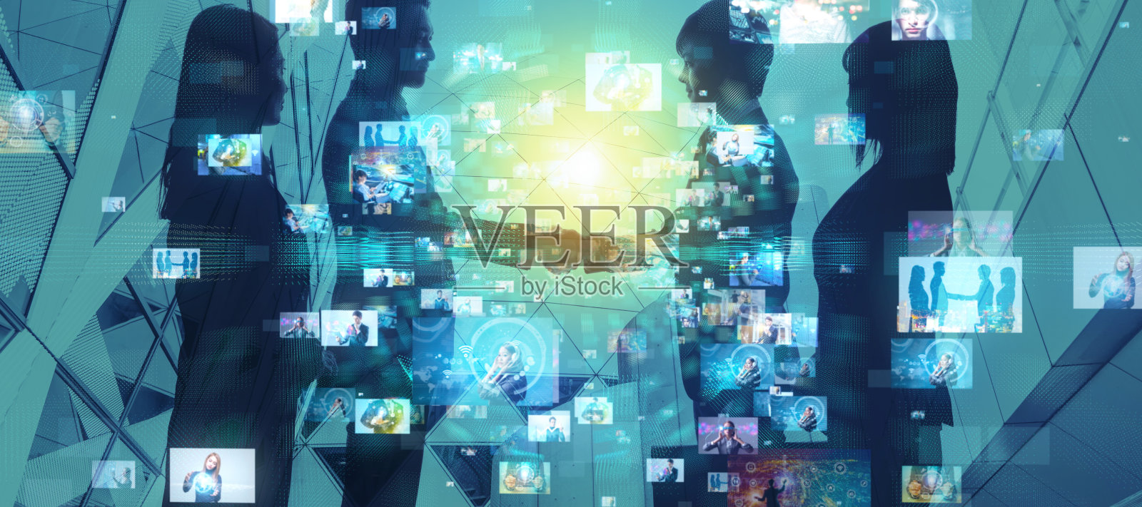 社交网络的概念。群商人。照片摄影图片